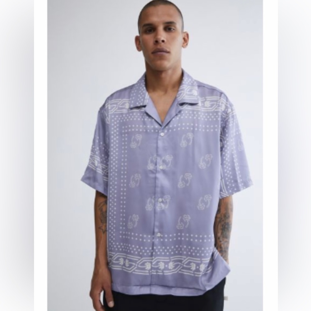 Urban Outfitters men’s Kylian Scarf satin Shirt